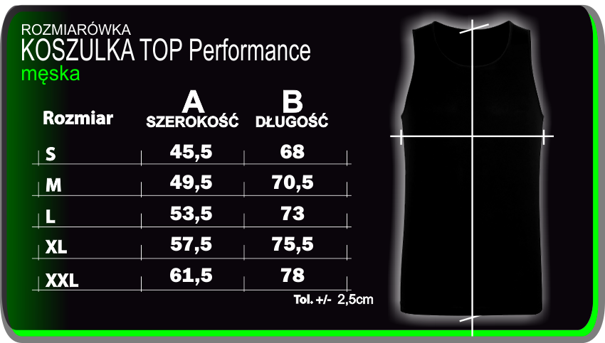 rozmiarowka top męski perfomance 